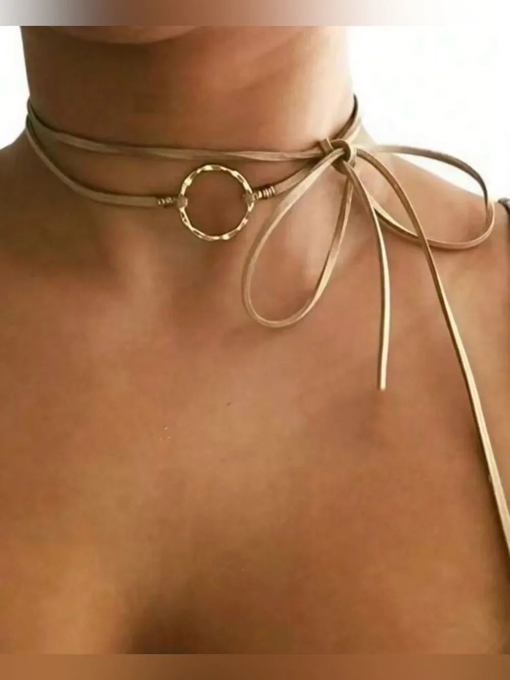 Cream Wrap Choker Necklace A2016